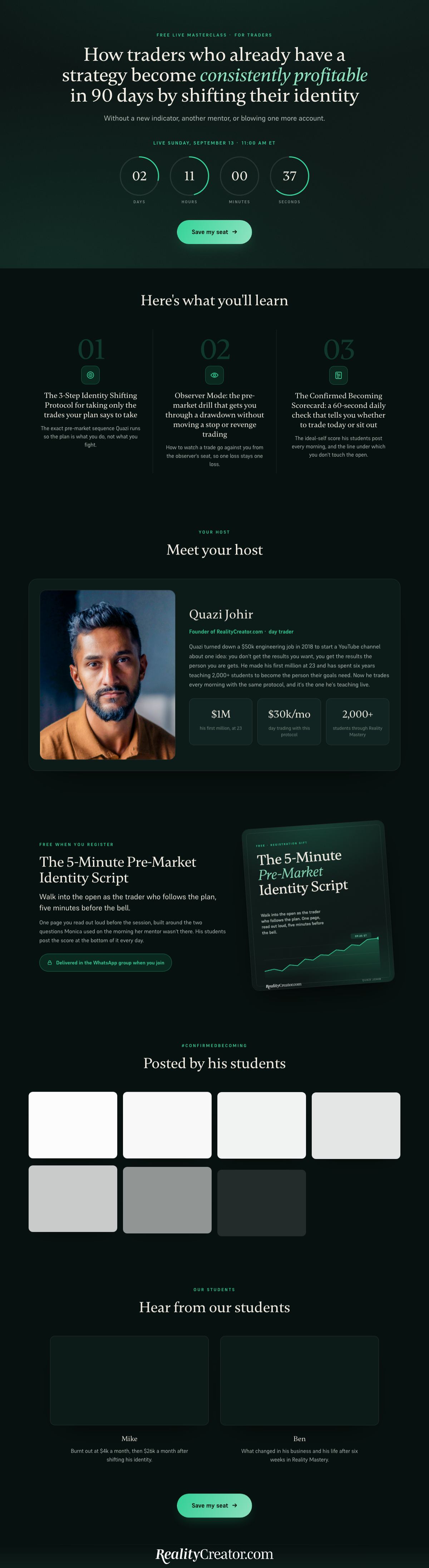 Registration page preview